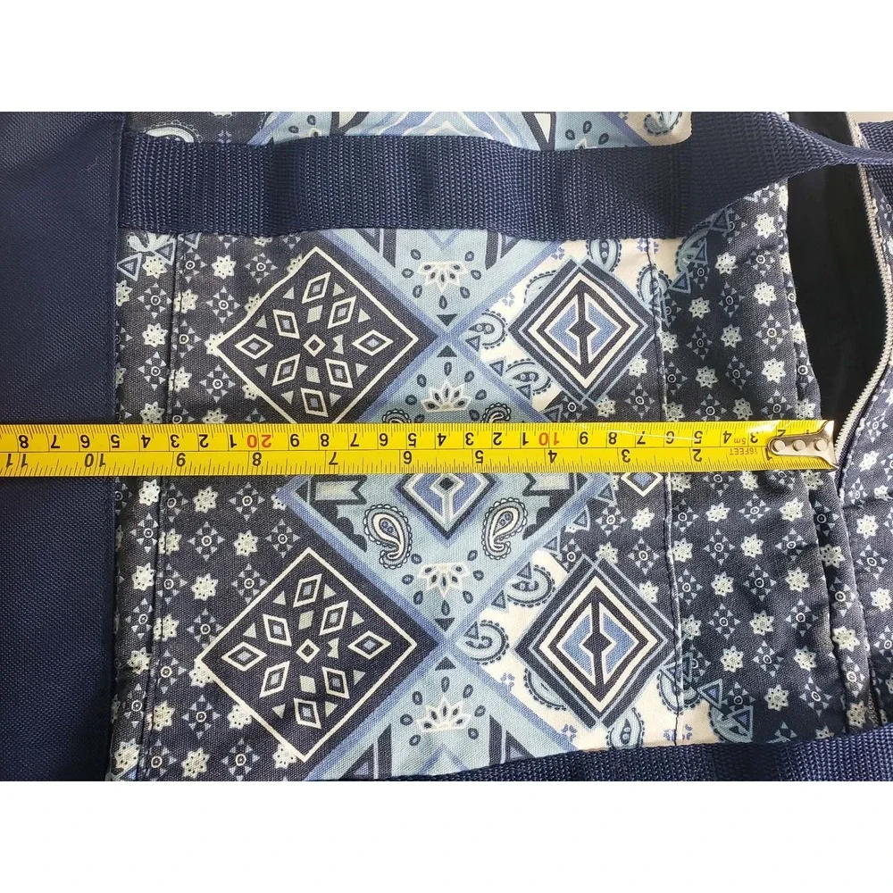 Justice Girls‎ Blue Paisley Geometric Duffle Bag Glitter Logo Crossbody Strap